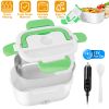 Electric Heating Lunch Box Food Heater Container Travel Thermal Bento Box Portable Food Warmer w/ 2 Removable Compartments 1 Free Spoon 1L