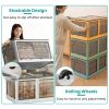 3Pcs Foldable Storage Bins with Lid 4 Doors Collapsible Stackable Closet Organizer Containers with Lock 4Pcs Wheels