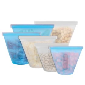 3Pcs Silicone Food Storage Bags Reusable Leakproof Food Container Set with 3 Seals Microwave Dishwasher Safe Environment Friendly 8.5Oz/17Oz/25.4Oz (Option: FoodStorageBagWhite)