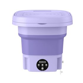 Portable Washing Machine Foldable Laundry Machine with Detachable Drain Basket 3 Modes Electric Clothes Washer for Underwear Socks Towels Baby Clothes (Option: WashingMachinePurple)