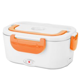Electric Heating Lunch Box Food Heater Container Travel Thermal Bento Box Portable Food Warmer w/ 2 Removable Compartments 1 Free Spoon 1L (Option: FoodHeaterOrange)